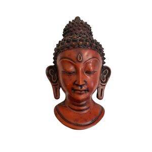 Buddha Mask 9" Wall hanging Art Sculpture Painting & Carving mask Religious